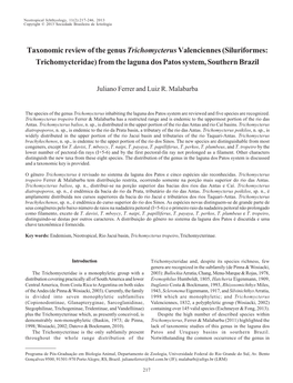 Taxonomic Review of the Genus Trichomycterusvalenciennes