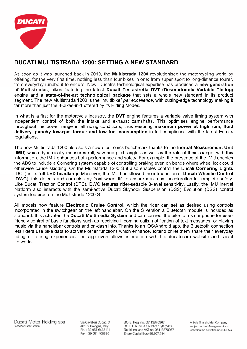 Ducati Multistrada 1200: Setting a New Standard