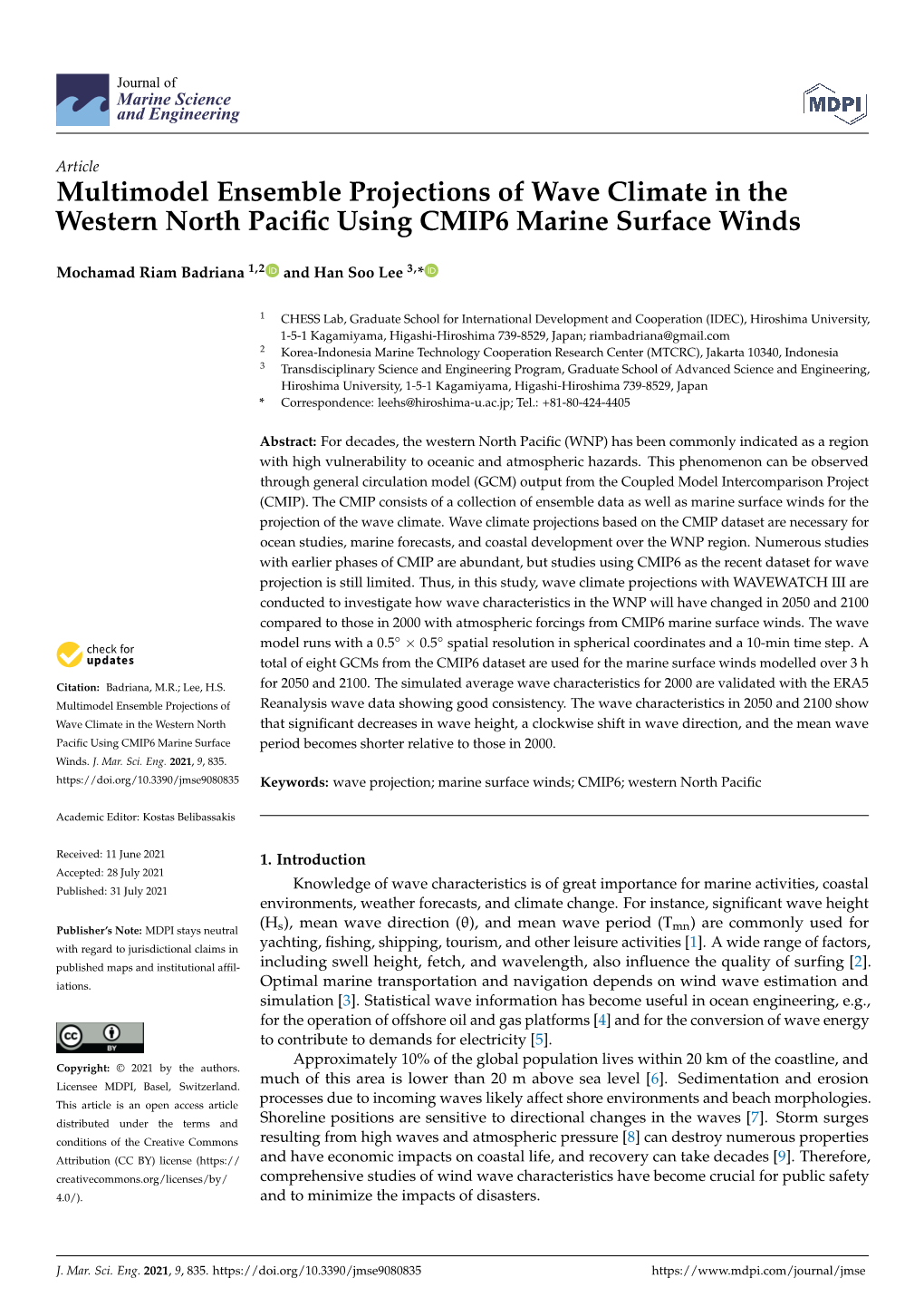 Multimodel Ensemble Projections of Wave Climate in the Western North Pacific Using CMIP6 Marine Surface Winds