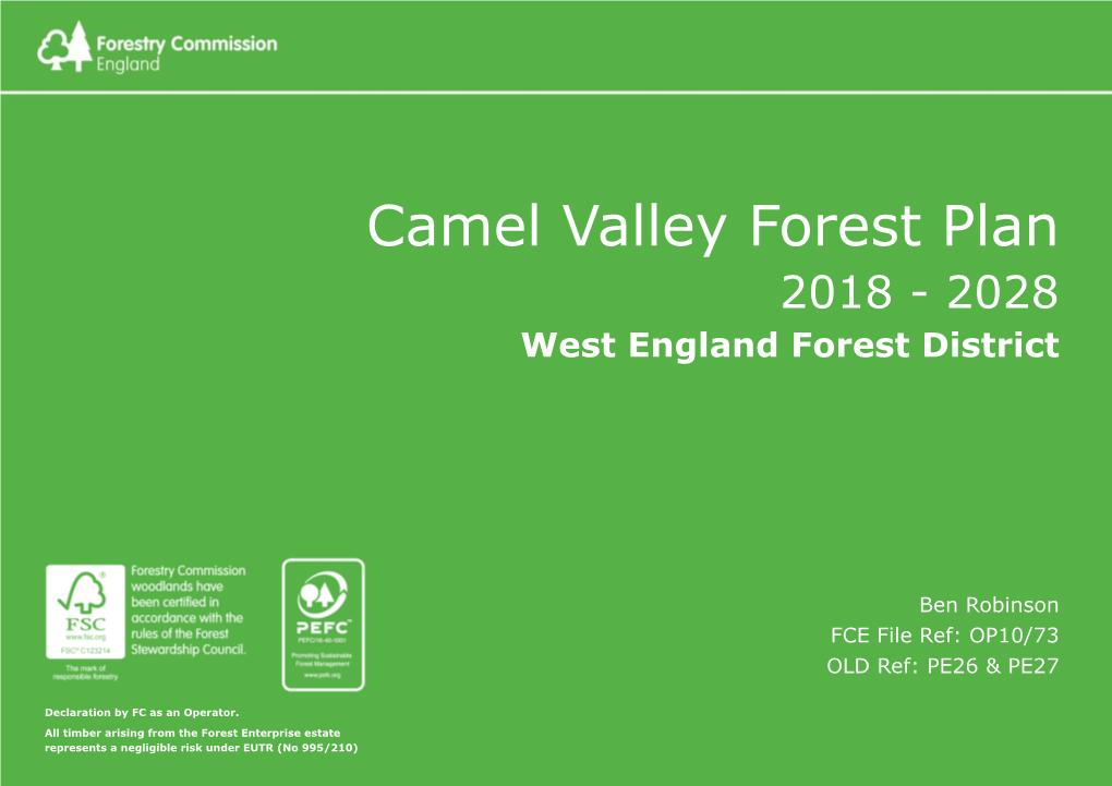 Camel Valley Forest Plan 2018 - 2028 Page 1