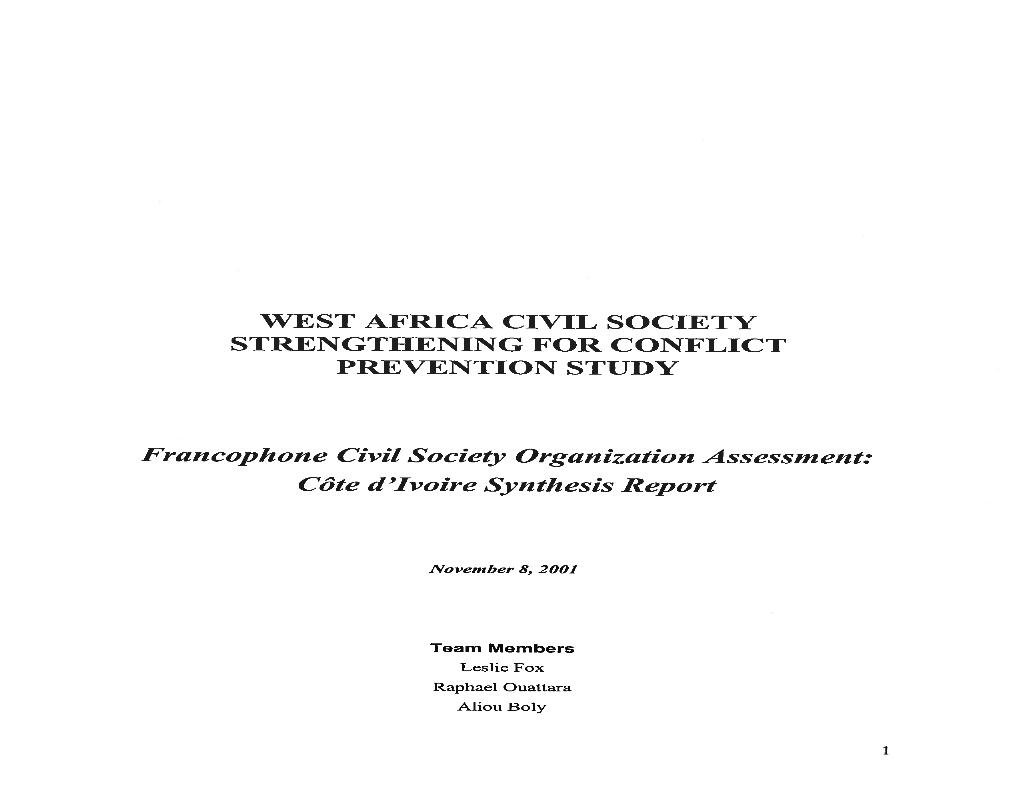 West Africa Civil Society Strengthening for Conflict Prevention Study