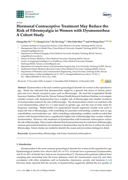 Hormonal Contraceptive Treatment May Reduce the Risk of Fibromyalgia in Women with Dysmenorrhea: a Cohort Study