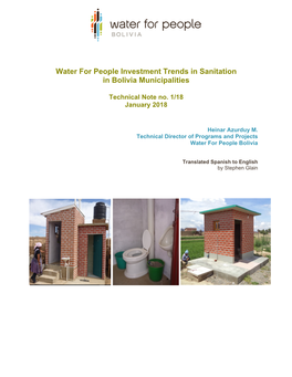 Water for People Investment Trends in Sanitation in Bolivia Municipalities