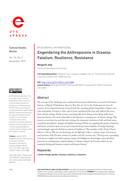 Engendering the Anthropocene in Oceania: Vol