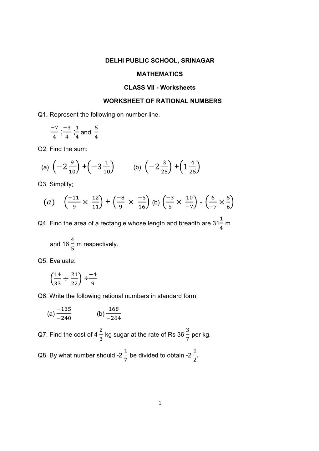 Combined Worksheets File