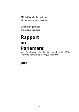 Rapport Au Parlement Sur L'emploi De La Langue Française