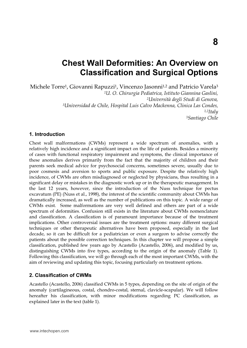 Chest Wall Deformities: an Overview on Classification and Surgical Options