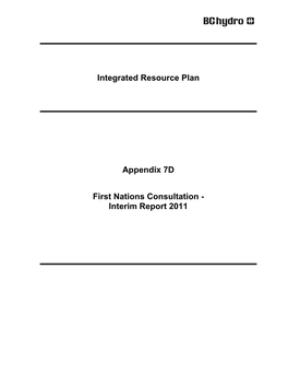 Appendix 7D: First Nations Consultation