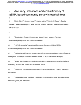 Accuracy, Limitations and Cost-Efficiency of Edna-Based