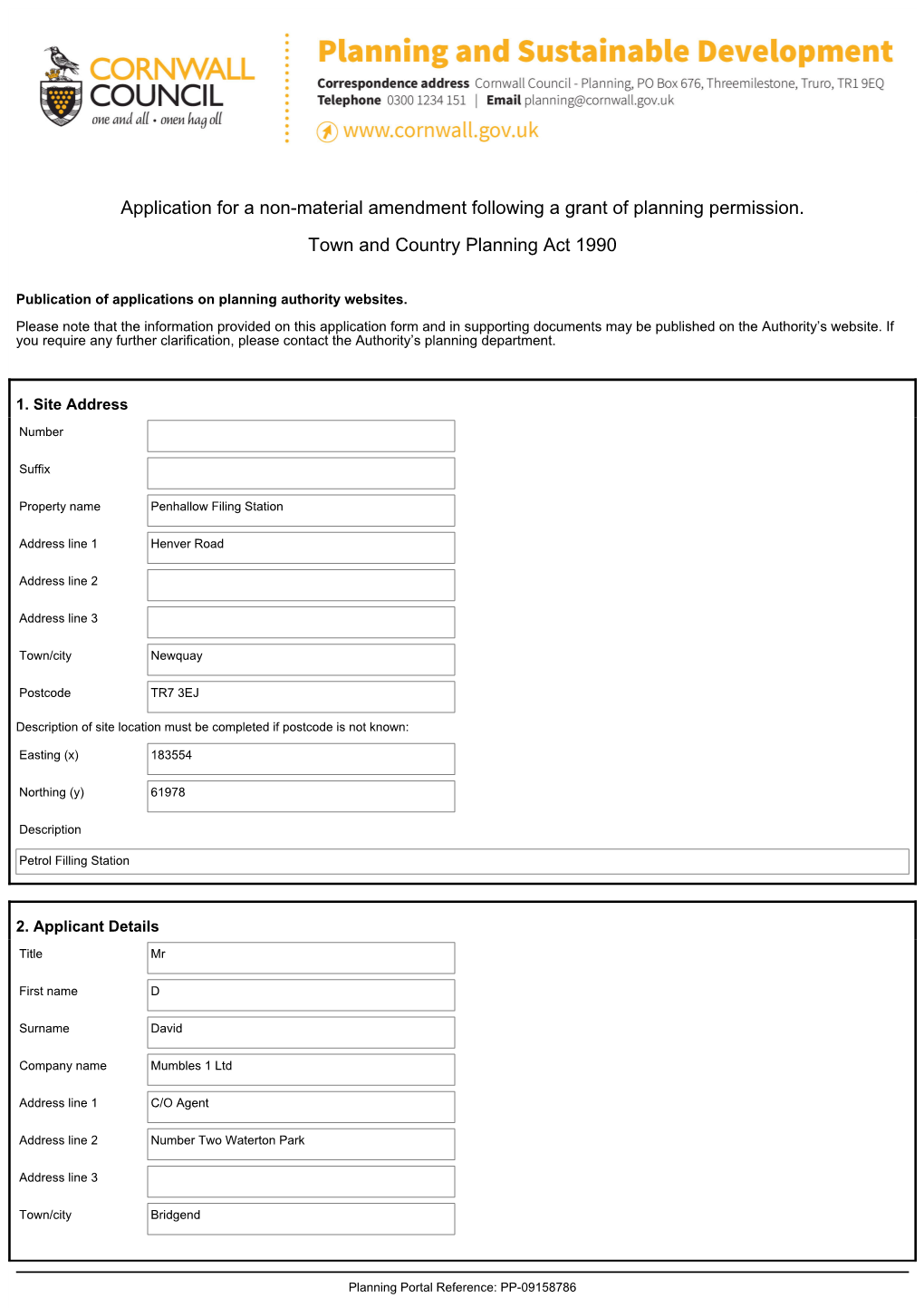 Application for a Non-Material Amendment Following a Grant of Planning Permission