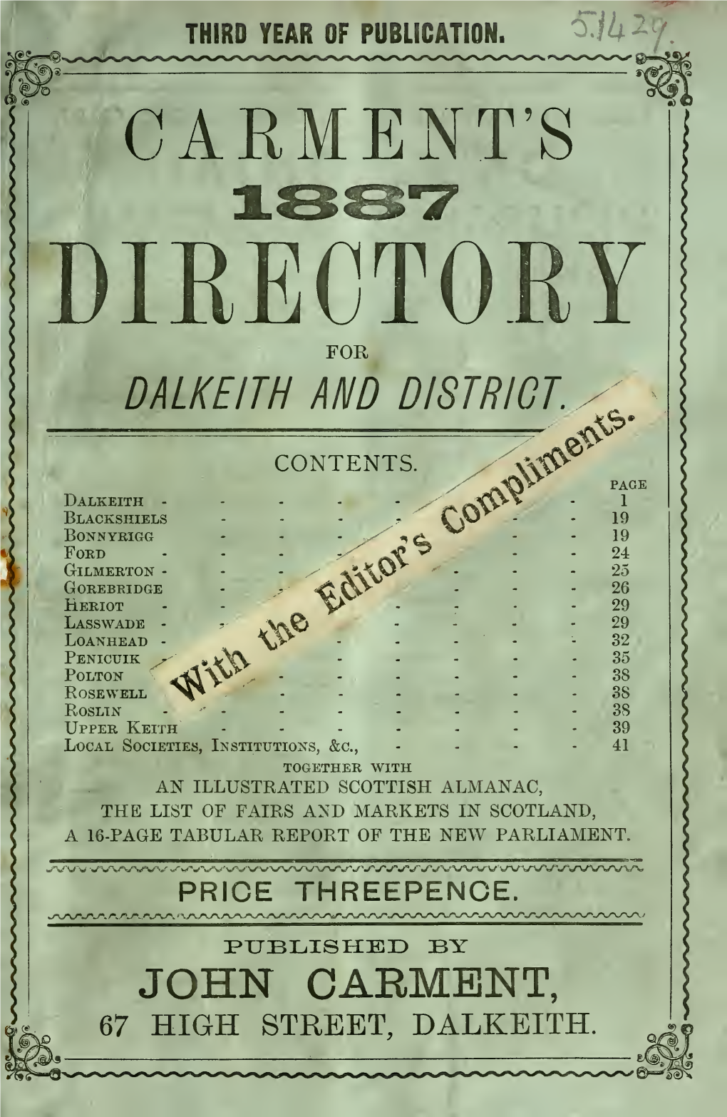 Carment's ... Directory for Dalkeith and District