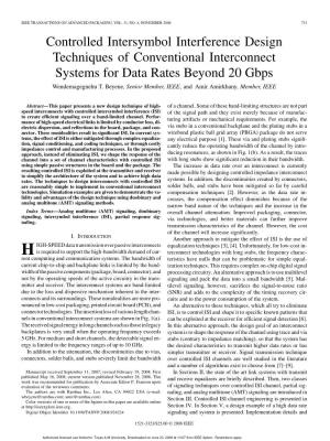 Controlled Intersymbol Interference Design Techniques of Conventional Interconnect Systems for Data Rates Beyond 20 Gbps Wendemagegnehu T