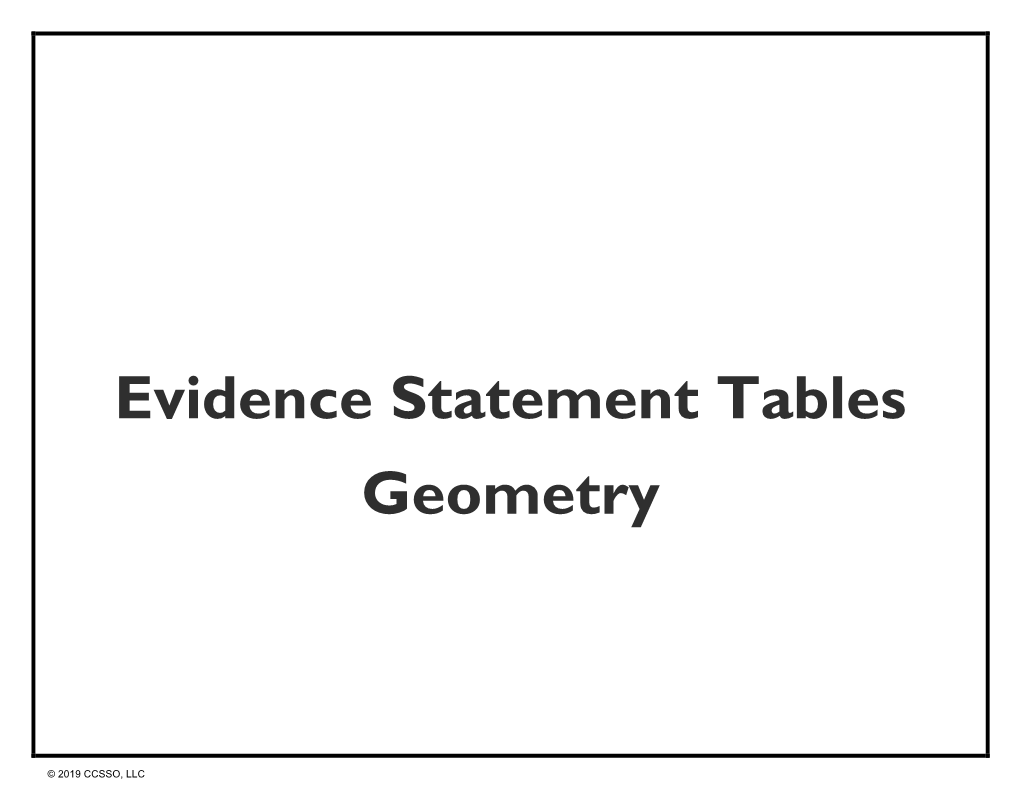 Mathematics Geometry Evidence Statements