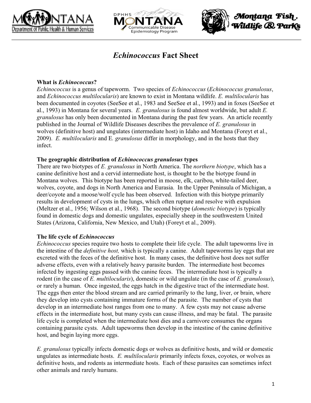 Echinococcus Fact Sheet