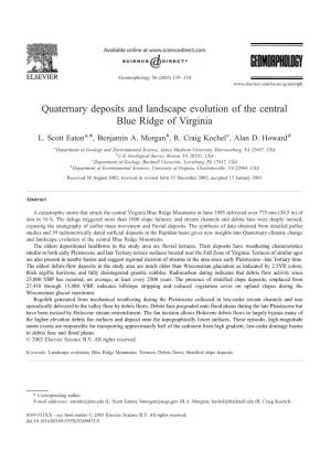 Quaternary Deposits and Landscape Evolution of the Central Blue Ridge of Virginia