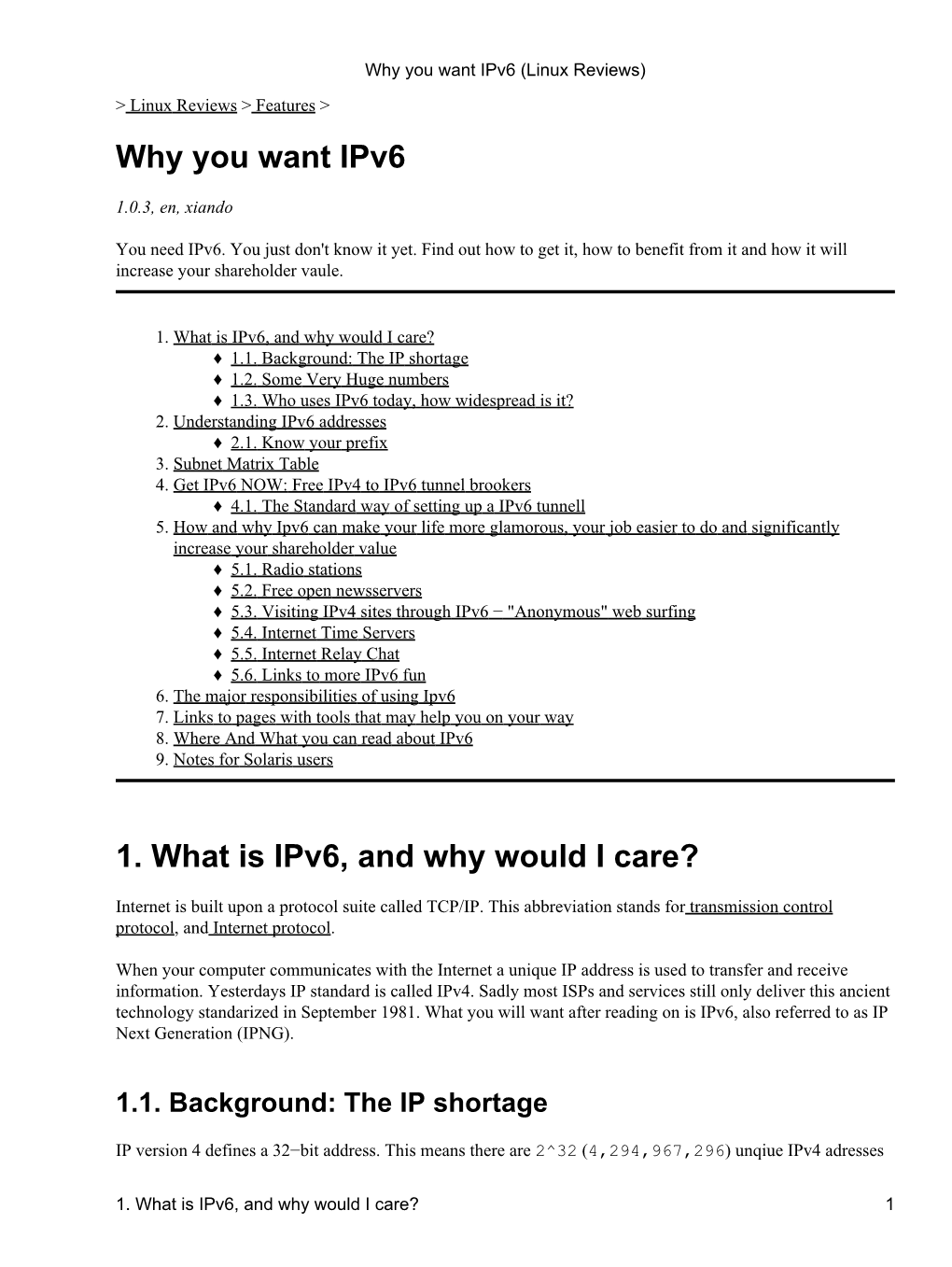 Why You Want Ipv6 (Linux Reviews)