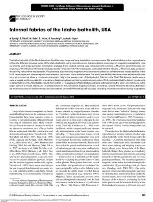 Internal Fabrics of the Idaho Batholith, USA