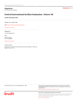 Festival International Du Film D'animation : Ottawa