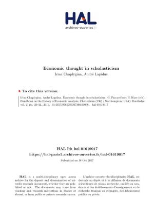 Economic Thought in Scholasticism Irina Chaplygina, André Lapidus