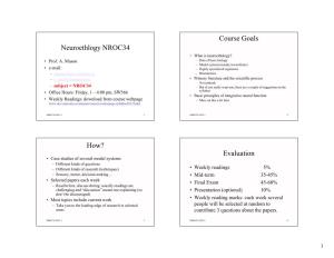Neuroethlogy NROC34 Course Goals How? Evaluation