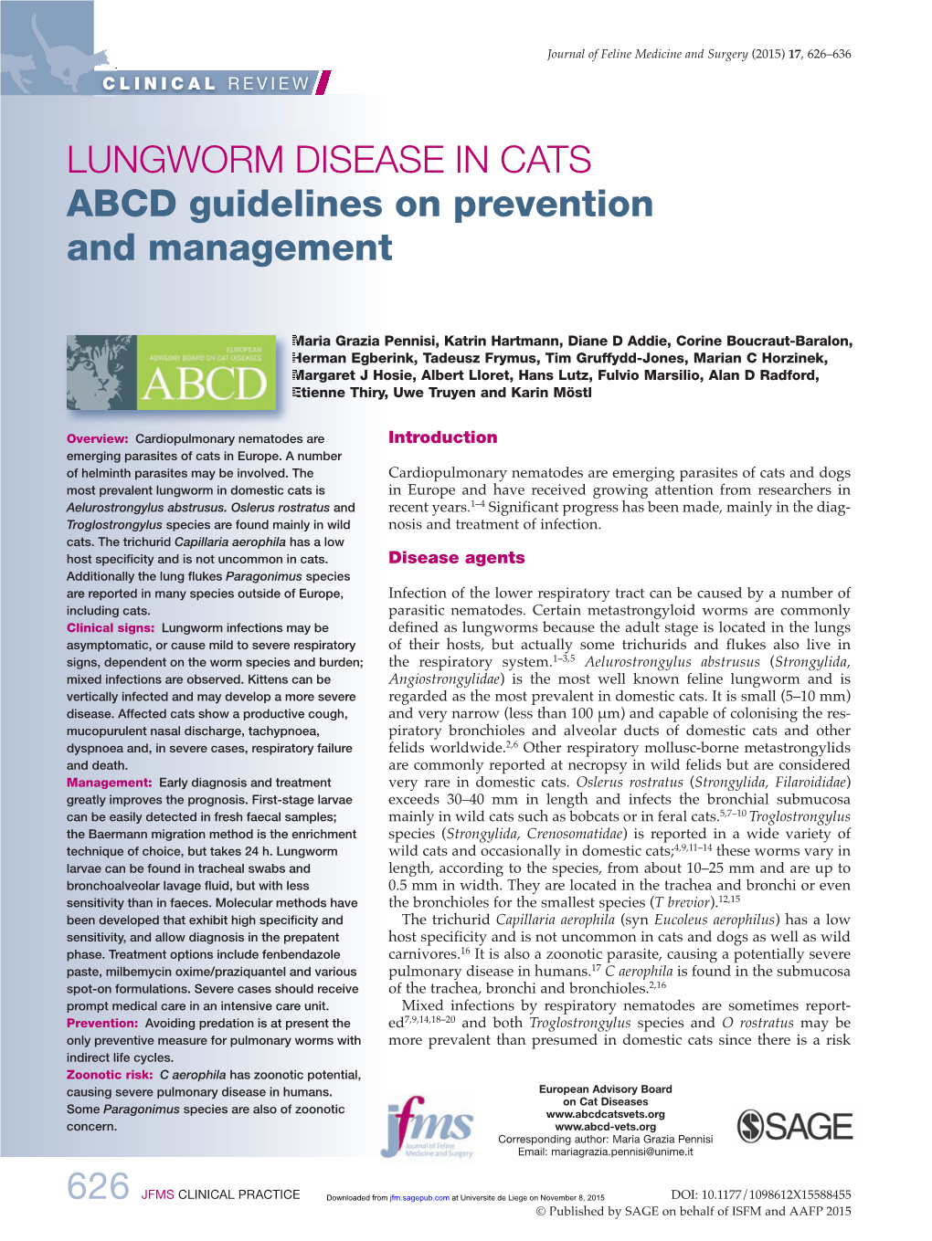 LUNGWORM DISEASE in CATS ABCD Guidelines on Prevention and Management