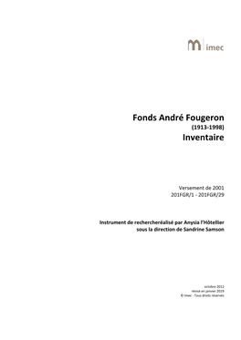 Fonds André Fougeron Inventaire