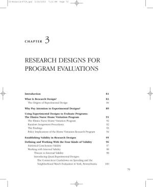 Research Designs for Program Evaluations