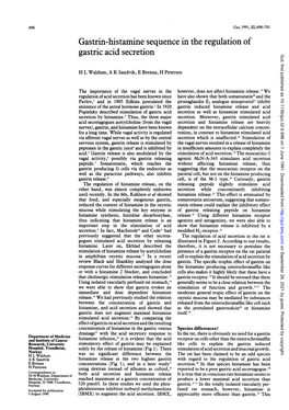 Gastrin-Histamine Sequence in the Regulation Of