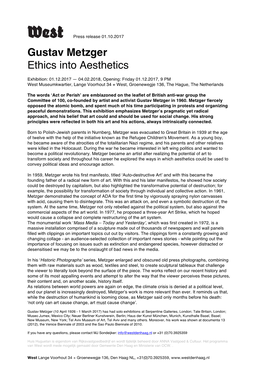 Gustav Metzger Ethics Into Aesthetics
