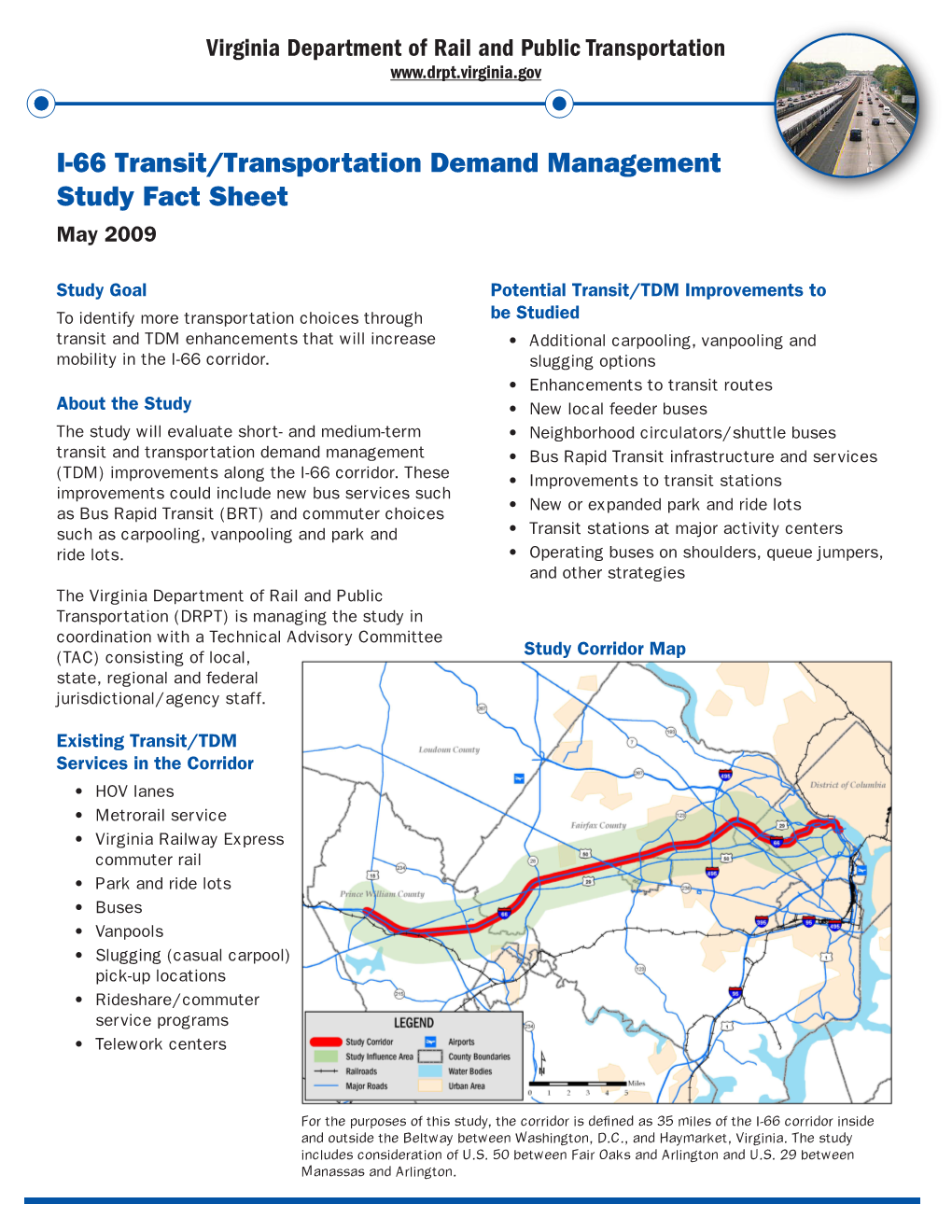 I-66 Transit/Transportation Demand Management Study Fact Sheet