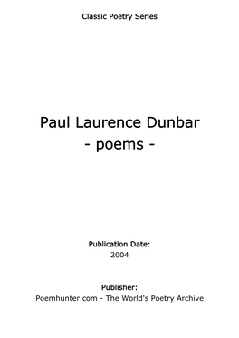 Paul Laurence Dunbar - Poems