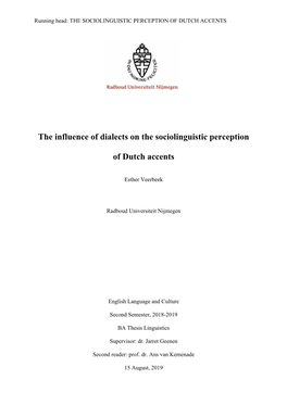 The Influence of Dialects on the Sociolinguistic Perception of Dutch