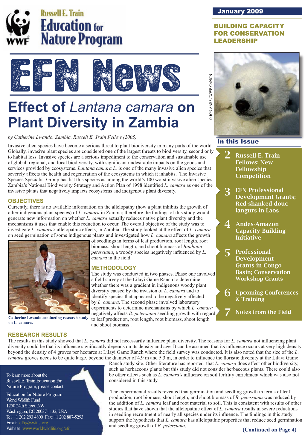 Effect of Lantana Camara on Plant Diversity in Zambia Anon WWF-C a Ars / © J on by Catherine Lwando, Zambia, Russell E