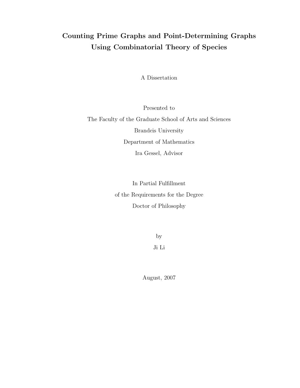 Counting Prime Graphs and Point-Determining Graphs Using Combinatorial Theory of Species