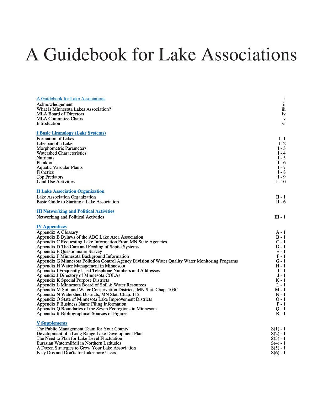 A Guidebook for Lake Associations