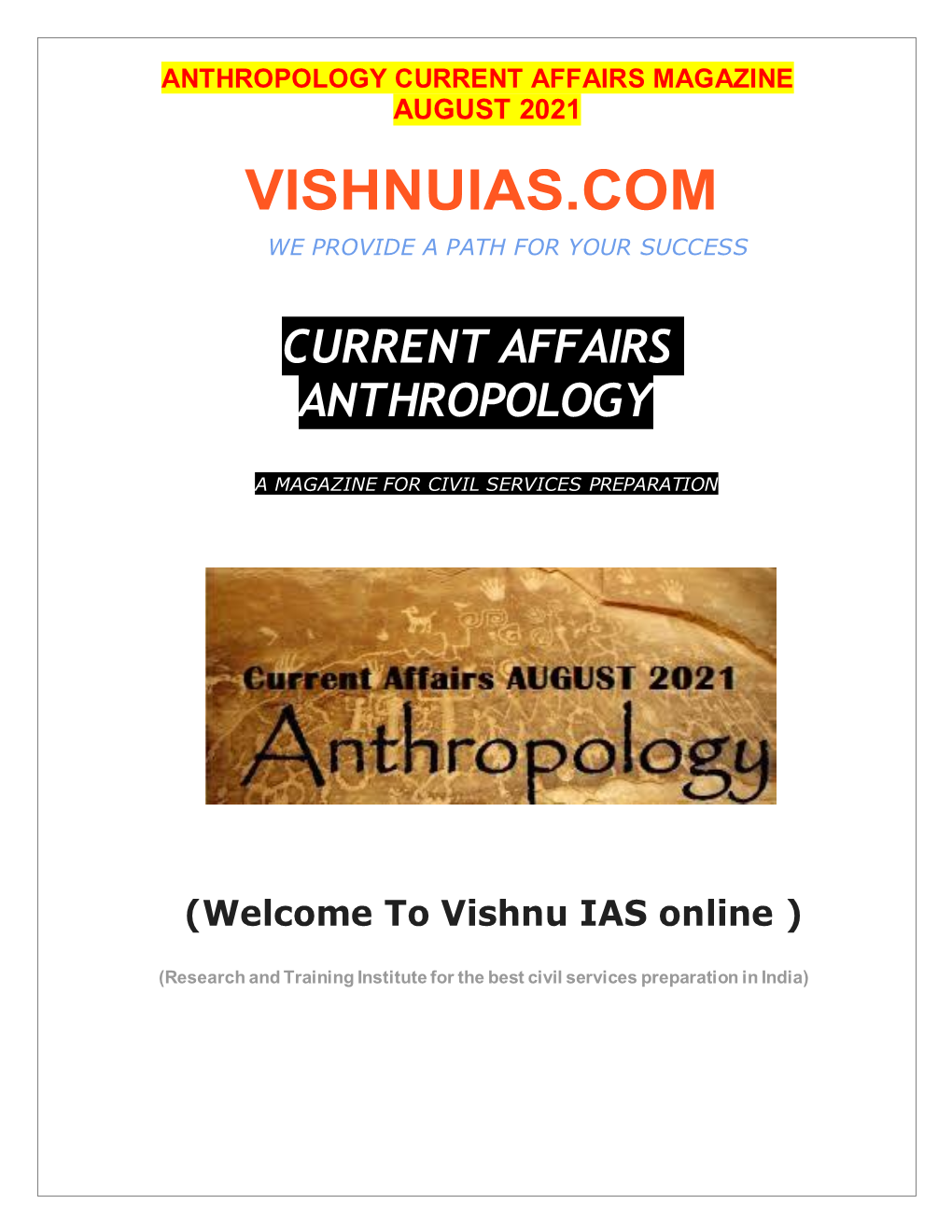 Anthropology Current Affairs Magazine August 2021