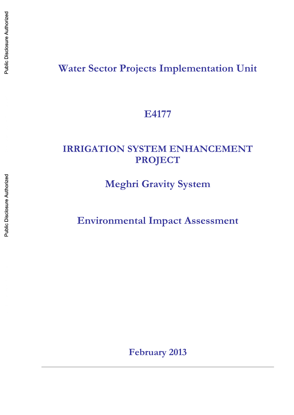 Water Sector Projects Implementation Unit E4177