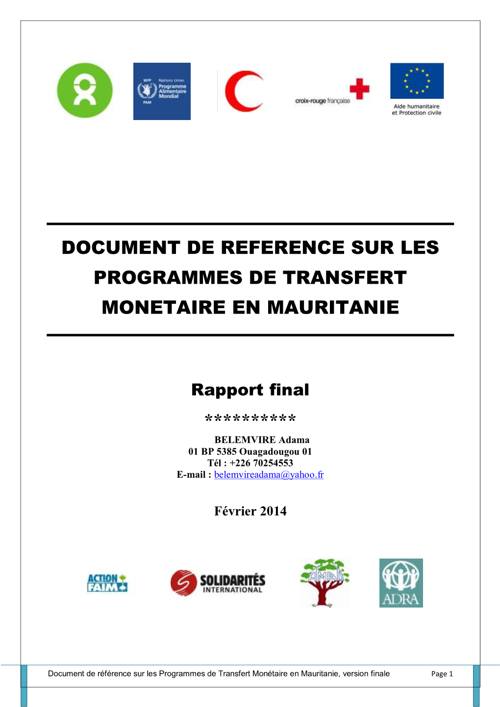 Document De Reference Sur Les Programmes De Transfert Monetaire En Mauritanie