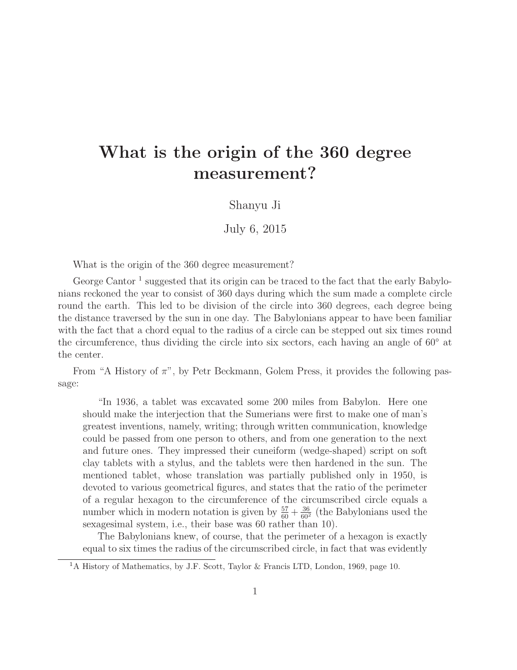 What Is the Origin of the 360 Degree Measurement?