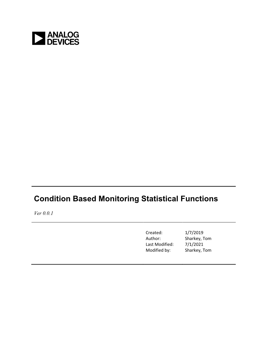 Condition Based Monitoring Statistical Functions