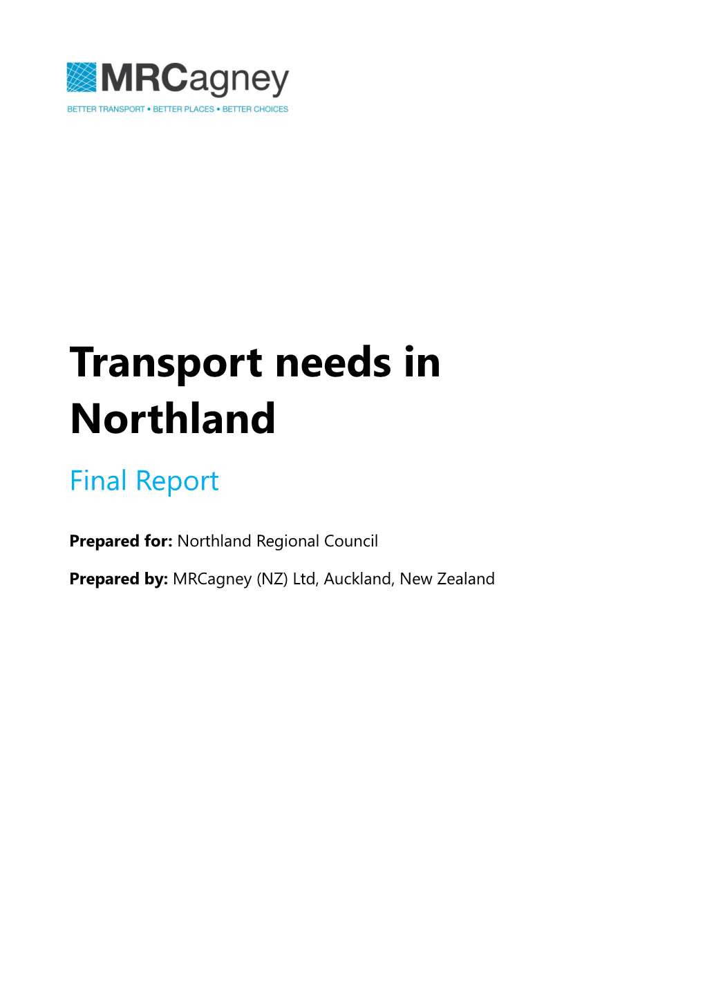 Northland Transport Needs Final Report