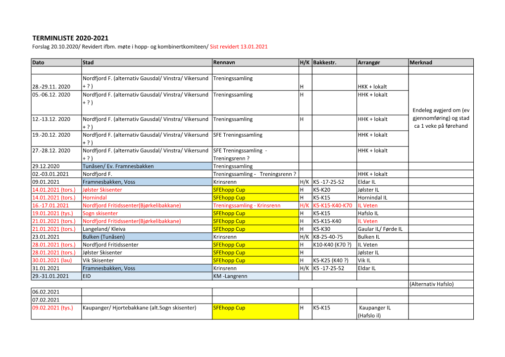 TERMINLISTE 2020-2021 Forslag 20.10.2020/ Revidert Ifbm