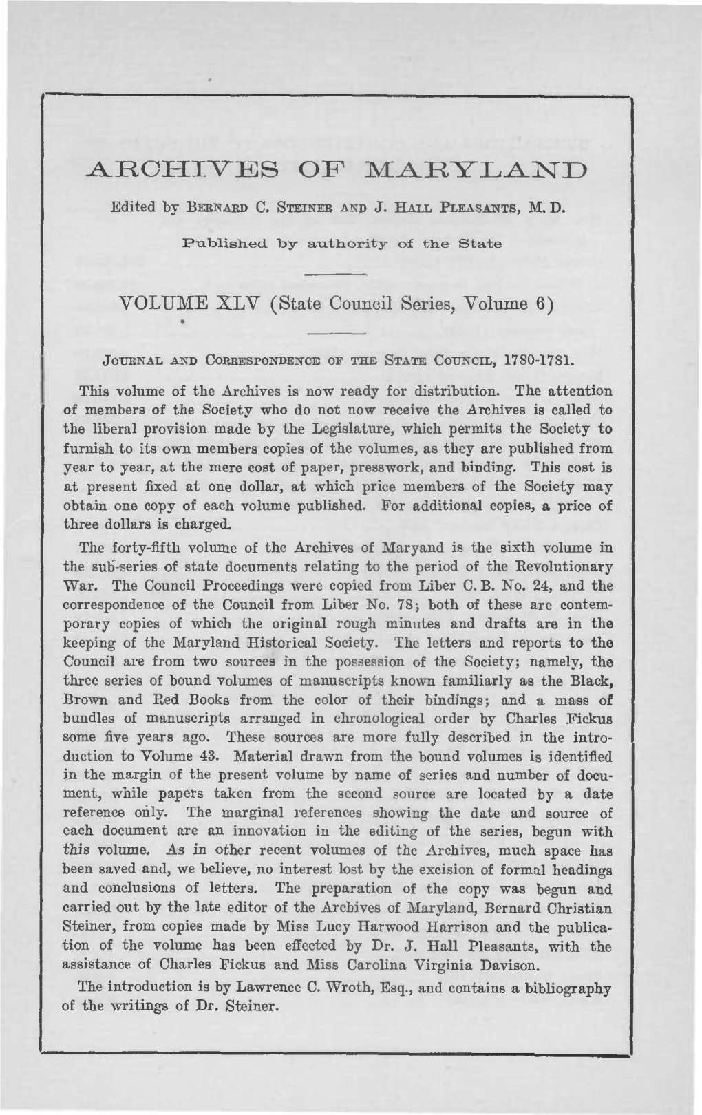 Maryland Historical Magazine, 1928, Volume 23, Issue No. 4