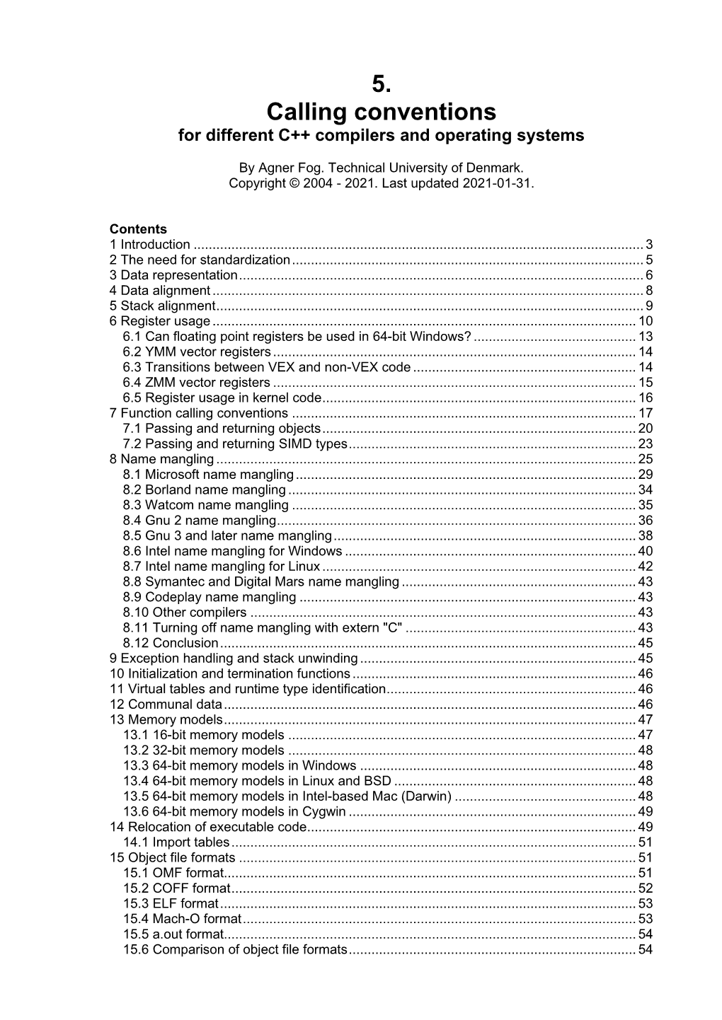 Calling Conventions for Different C++ Compilers and Operating Systems