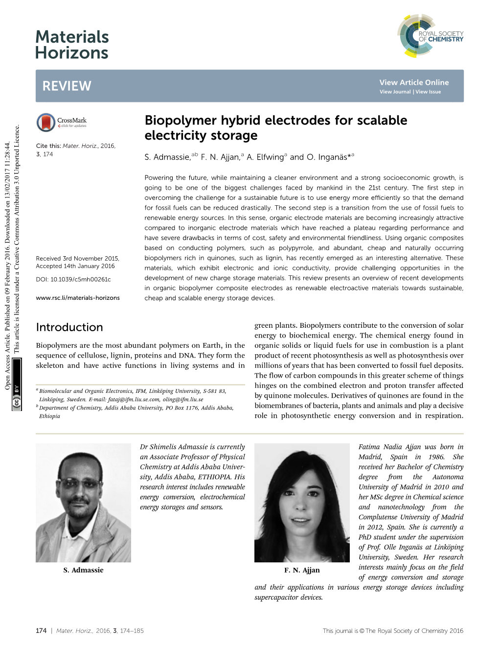 Biopolymer Hybrid Electrodes for Scalable Electricity Storage Cite This: Mater