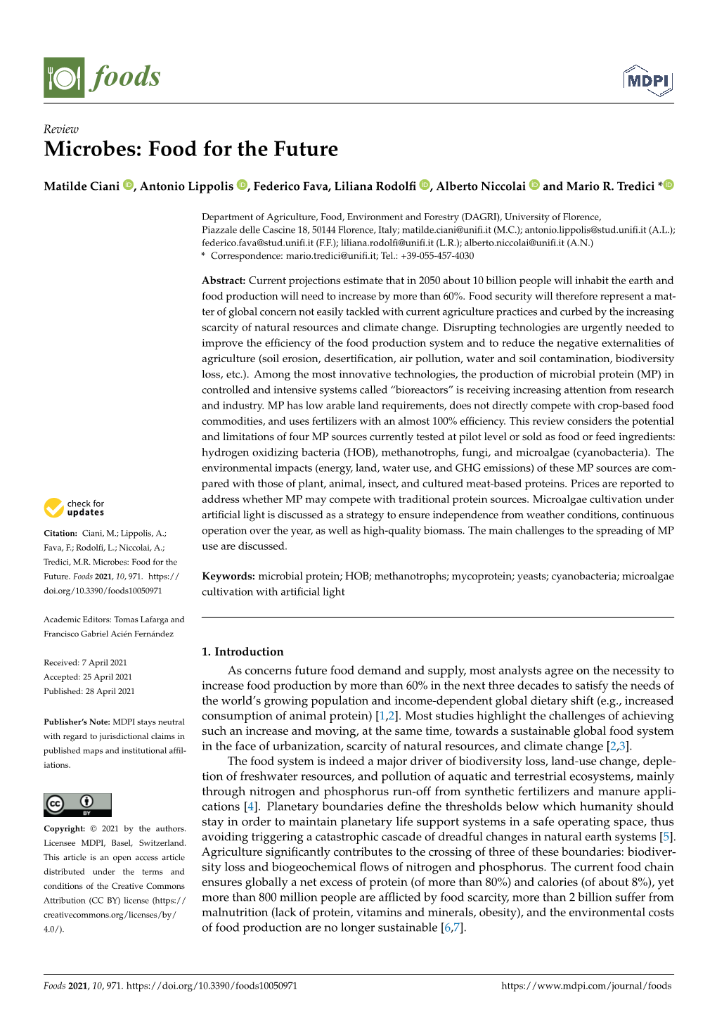 Microbes: Food for the Future