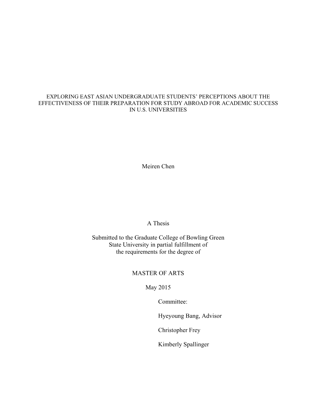 Exploring East Asian Undergraduate Students’ Perceptions About the Effectiveness of Their Preparation for Study Abroad for Academic Success in U.S