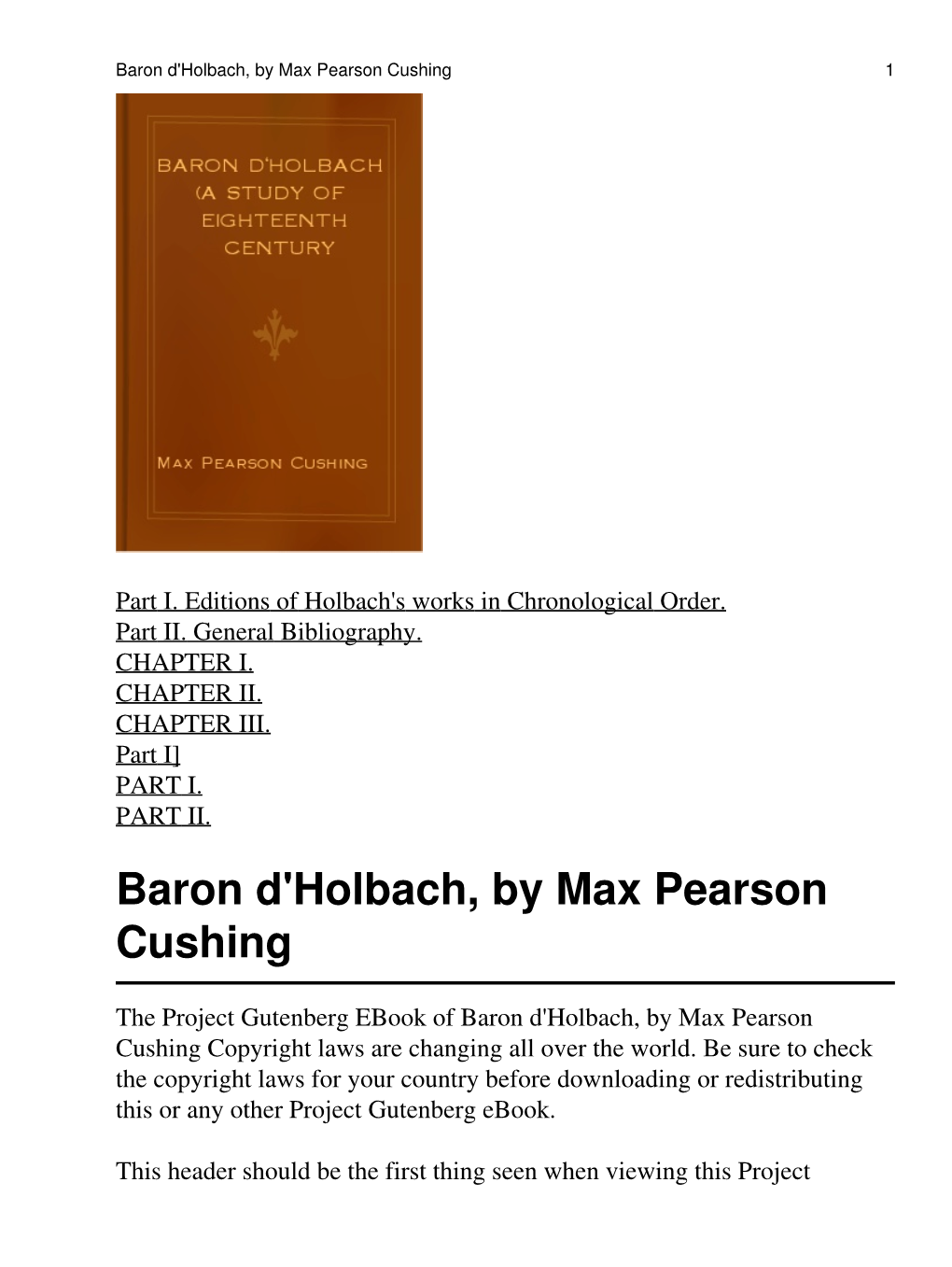 Baron D'holbach, by Max Pearson Cushing 1