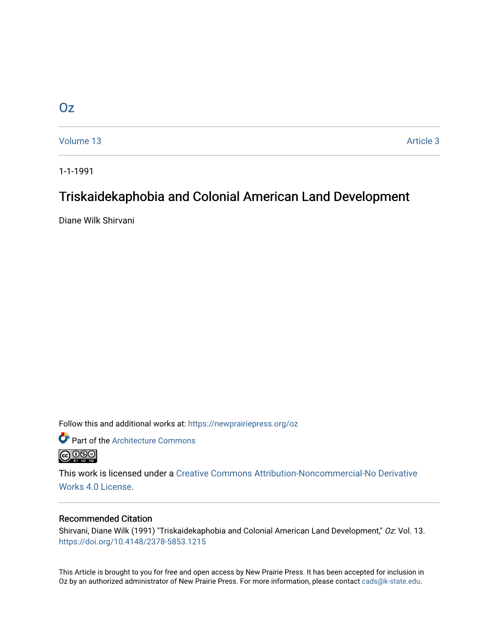 Triskaidekaphobia and Colonial American Land Development