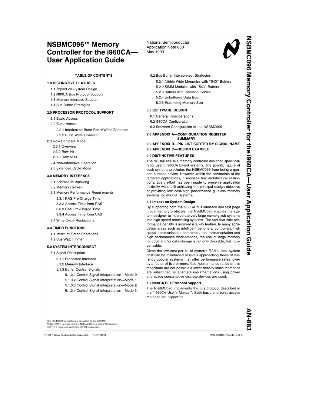 NSBMC960 Memory Controller for the I960ca User Application Guide